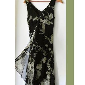 Connected Black & Olive Floral Dress with Beading